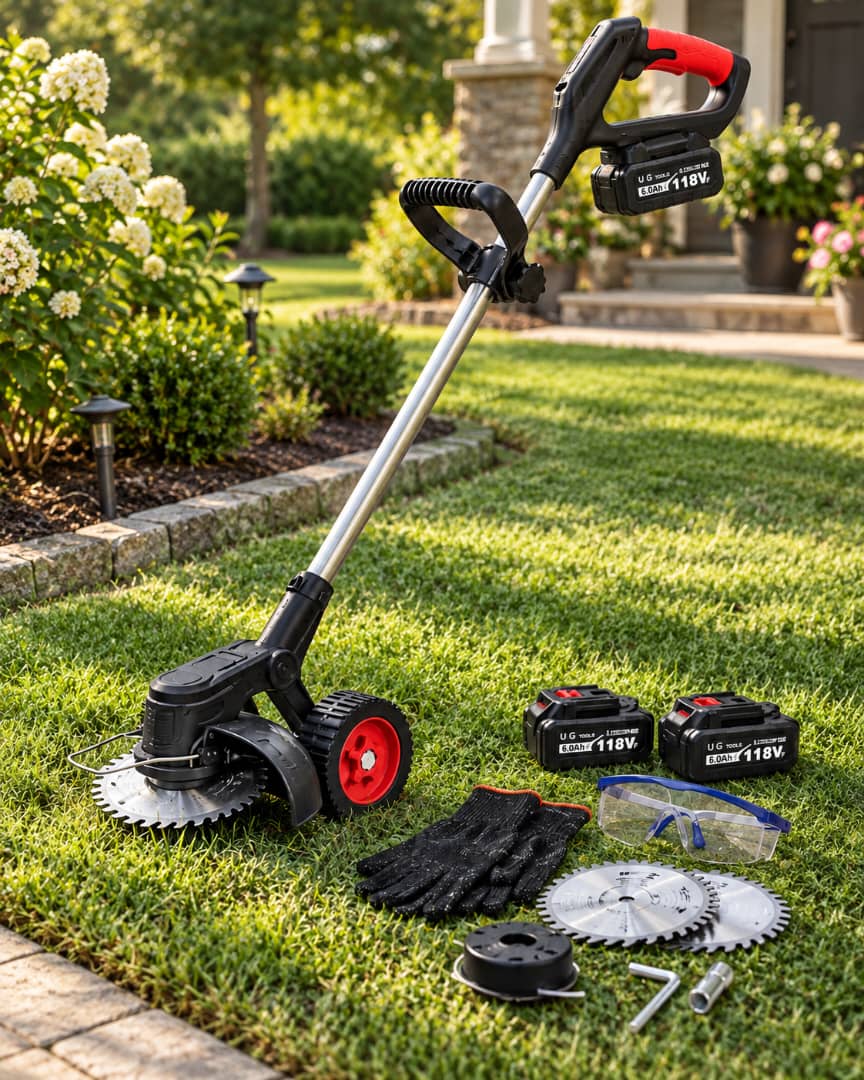 TrimPro cordless grass cutter with two batteries